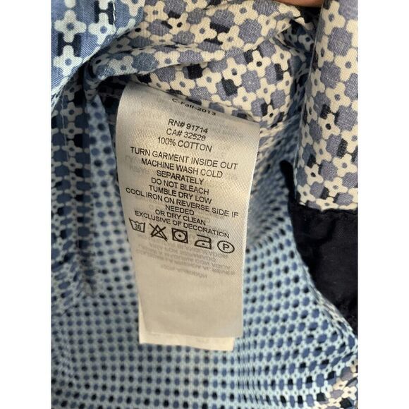 AX Armani Exchange XXL‎  18,5 Blue Print Short Slv Button up Shirt ACTUAL-Large - Picture 7 of 12